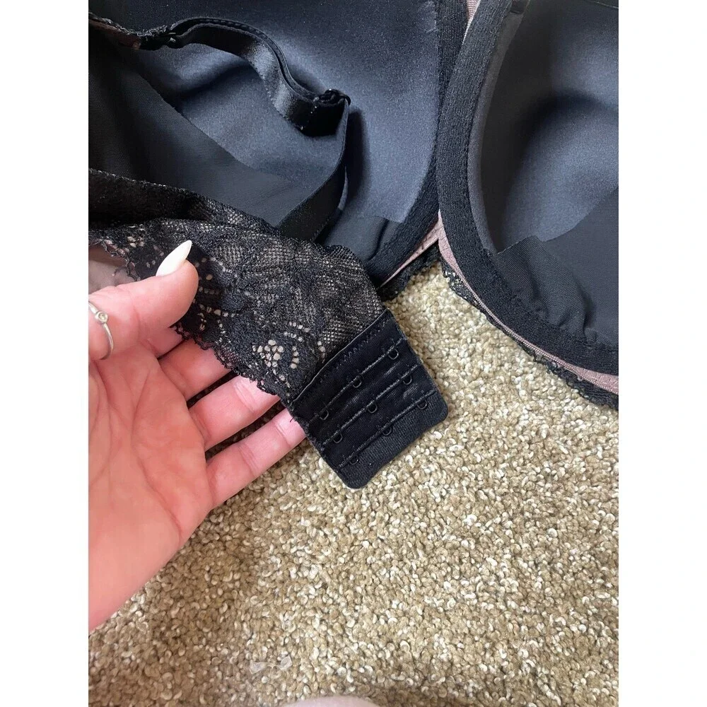 Wacoal 38DD black bra lace overlay pushup underwire sexy plus size